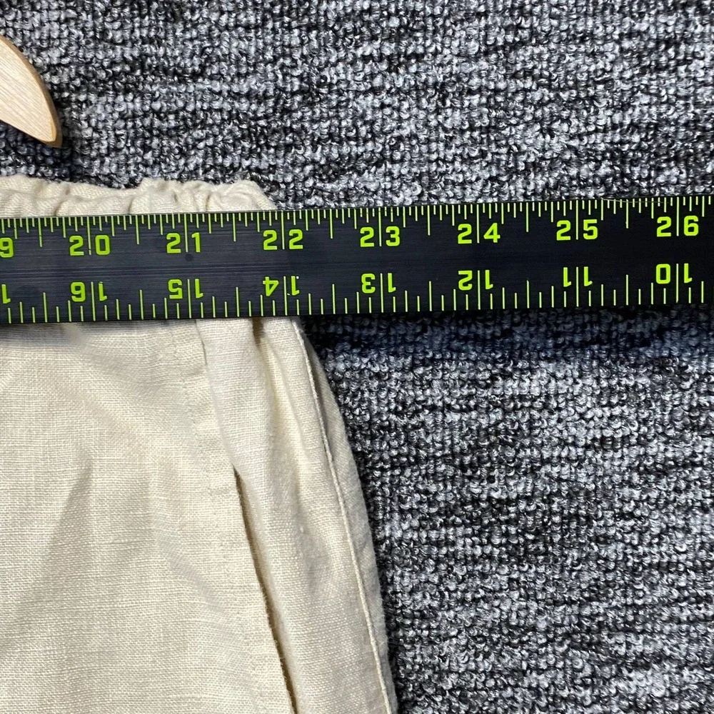 Toscano 100% Linen Pants Mens XXL Cream Beige Drawstring Elastic Waist Resort